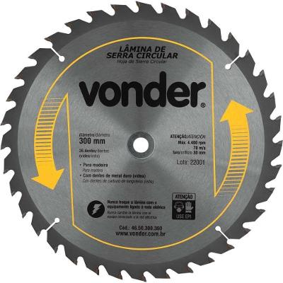 Lâmina de Serra Circular 4650300360 com Dentes de Metal Duro Vídea Cinza Vonder 300MM 36 Dentes