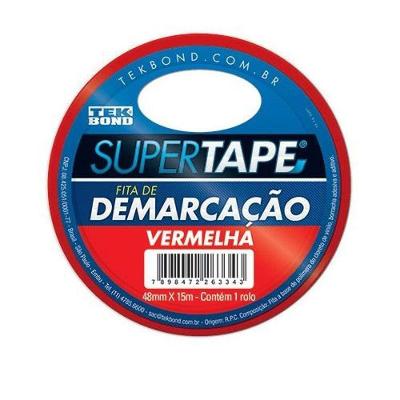 Fita de Demarcação de Solo Sinalização Riscos Alta Resistência Vermelho 48mm Tekbond