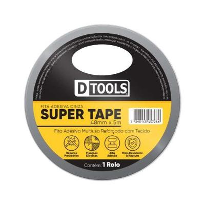 Fita Adesiva Super Tape Uso Geral Alta Resistência Cinza Dtools 4,8CM 5M