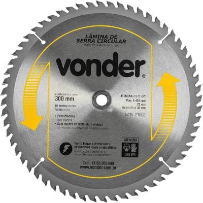 Lâmina de Serra Circular 4650300600 com Dentes de Metal Duro Vídea Cinza Vonder 300MM X 30MM