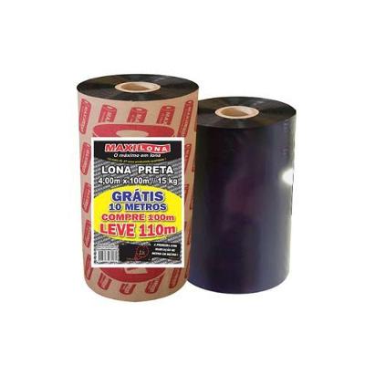 Lona Preta 4x110x15kg Resistente e Durável Preto Maxilona 4M 110M