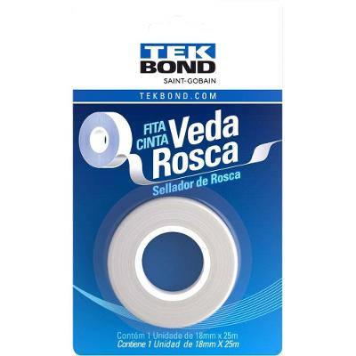 Fita Veda-rosca 21102001825 em PTFE Branca Tekbond 18CM X 25M