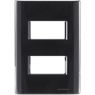 Placa de Interruptor Giz com Suporte Grafite 2 Postos Afastados Sistema Modular Branco Tramontina
