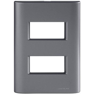 Placa 2 Postos Afastados Giz com Suporte Onix Metalizado Sistema Modular Cinza Tramontina