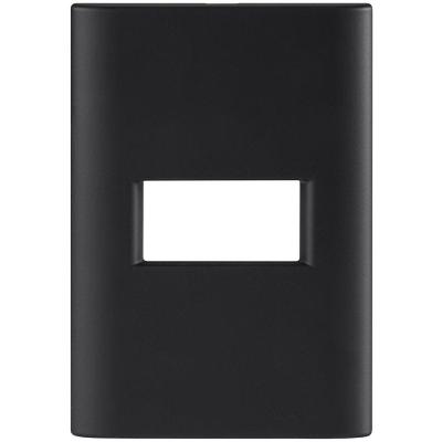 Placa 1 Posto Horizontal Giz com Suporte Preto Soft Touch Tramontina Sistema Modular Bivolt