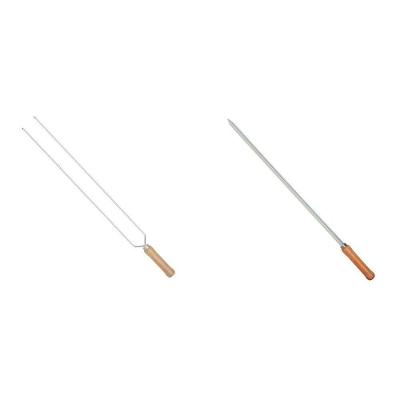 Espeto para Churrasco Conjunto de 5 Mor 75cm Aço Cromado com Cabo de Madeira