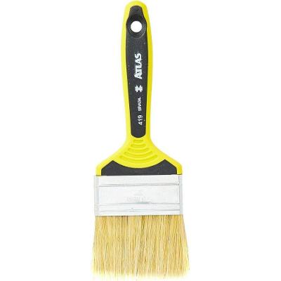 Pincel para Pintura 419-7 Trincha Stain e Verniz Cerdas Brancas Amarelo Atlas 3"