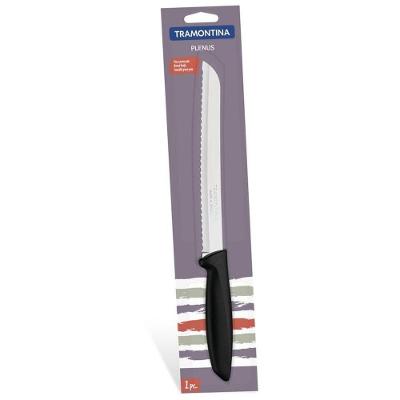 Faca para Pão Plenus com Lâmina Aço Inox e Cabo Polipropileno Resistente Cozinha Preto Tramontina