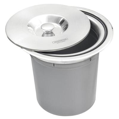 Lixeira de Embutir Clean Round 5L Aço Inox Manual com Balde Plástico Inox Tramontina