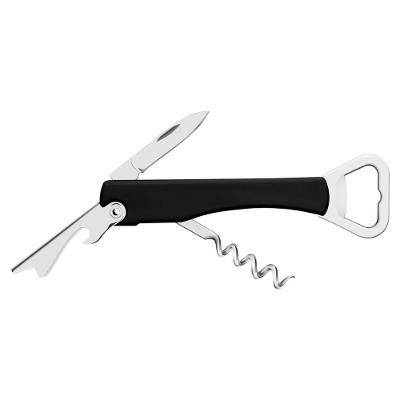 Abridor Harmoniza com Saca Rolhas e Canivete em Aço Inox e ABS Preto para Servir Vinho Tramontina
