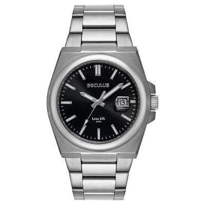 Relógio Masculino Long Life 44263G0SVNA1 Analógico Aço Inox Calendário Prata Séculus