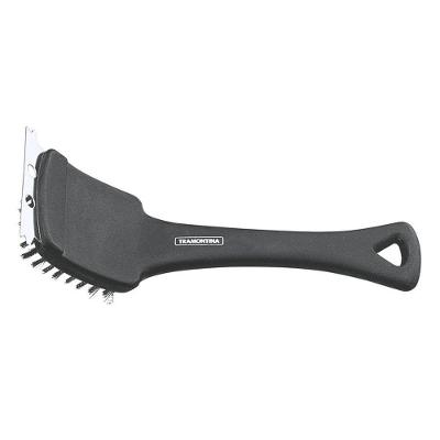 Escova com Cerdas em Aço Inox e Cabo Anatômico para Churrasco Limpeza de Grelha Preto Tramontina