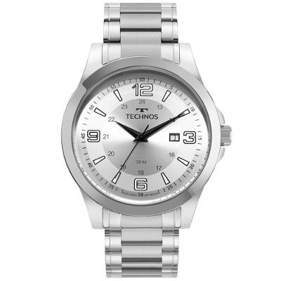 Relógio Masculino 2115mkts-1k Analógico Aço Inox Prata Technos 45MM