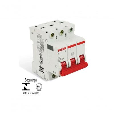 Minidisjuntor Sd63 3KA Curva C 40A 3P Branco Steck com Proteção para Circuitos Indutivos