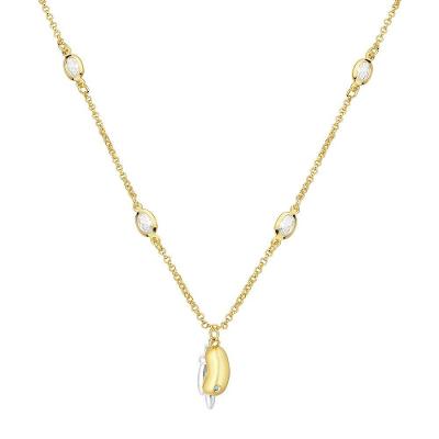 Colar VL Accessoires VLVL354 com Zircônias Revestido em Ouro e Prata Dourado Unissex