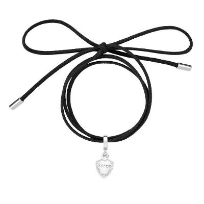 Cordão VL Accessoires Escudo Força Algodão Preto e Prateado Unissex