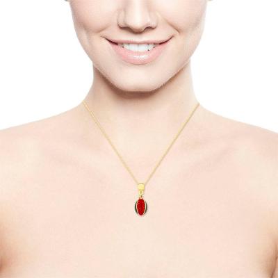 Colar VL Accessoires VL Agro Melancia Pingo Doce Revestido em Ouro 43cm Verde Feminino