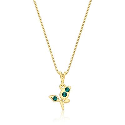 Colar VL Accessoires VLVL611 Broto Cristais Ouro 18K 39CM Dourado Infantil