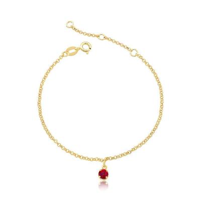 Pulseira VL Accessoires Elo Ponto Luz Siam Revestido em Ouro Dourado Feminino 22CM