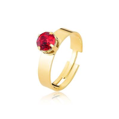 Anel VL Accessoires Anel Solitário Ponto de Luz Revestimento em Ouro Dourado Feminino