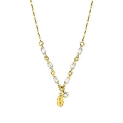 Colar VL Accessoires Café com Zircônias Navetes Revestido em Ouro 42CM Feminino