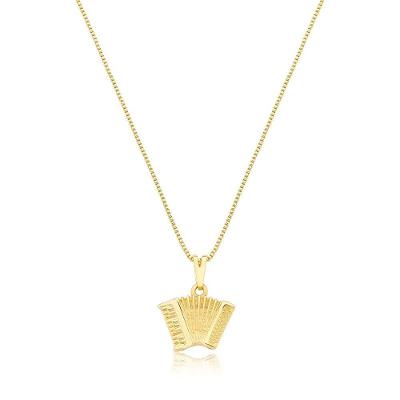 Colar Sanfona - Acordeão Revestido em Ouro VL Accessoires Dourado com Corrente Veneziana Unissex