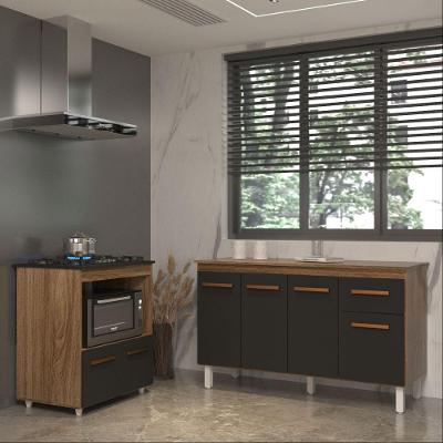 Armário Gabinete Camila 138cm 6 Portas 1 Prateleira MDP 215CM Preto Mobília Decor