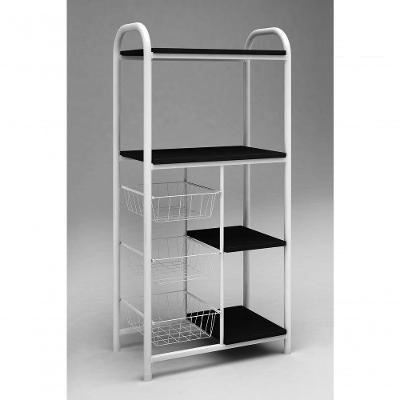 Fruteira Tubular Mega 3 Cestos 4 Tampos em Aço e MDF 39CM Cinza Gol Decor