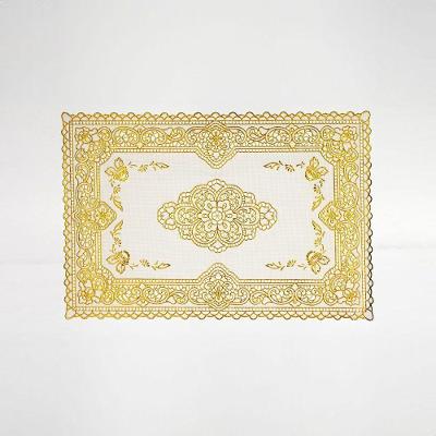 Jogo Americano Decorativo Kit 4 Unidades Dourado em PVC para Mesa Uzoo