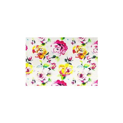 Jogo Americano Kit Textilene Flores Impermeável PVC e Poliéster para Mesa Amarelo e Rosa Uzoo