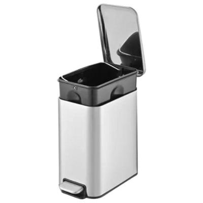 Lixeira Linea Retangular 5L Aço Inox com Pedal Balde Interno Inox Carisma