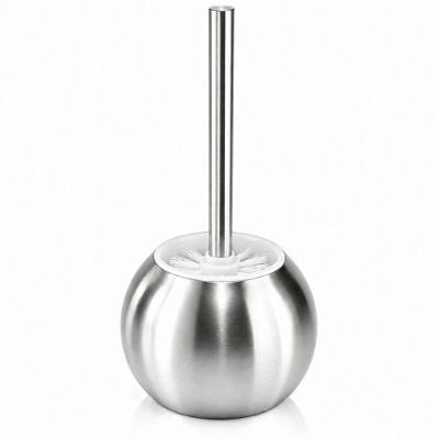 Escova Sanitária com Suporte Redondo em Inox Haste Branca para Banheiro Inox Carisma