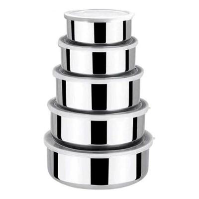 Conjunto Potes Herméticos Redondos Inox Vedação para Alimentos Secos e Refrigerados Inox Carisma 5
