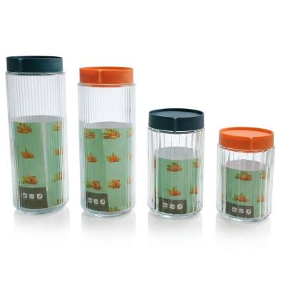 Conjunto de Potes em Vidro e Plástico 4 Peças com Vedação para Cozinha Transparente Carisma 2x1L