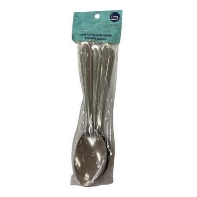 Conjunto 6 Colheres Mesa Linha Angra Aço Inox para Refeição Carisma
