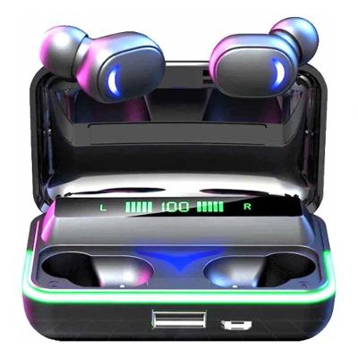 Fone de Ouvido Carisma E10 TWS Bluetooth Luz LED Azul-Turquesa à Prova D-água Preto