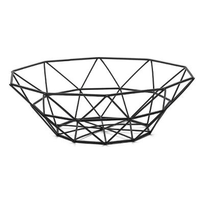 Fruteira de Mesa Redonda em Metal Aramada Organizadora para Frutas Preta Carisma 27CM