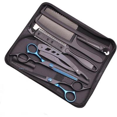 Kit de Tesouras para Corte de Cabelo 6 Peças Ambidestro Aço Inoxidável Preto Carisma