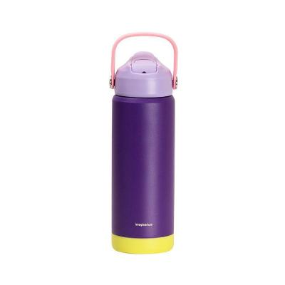 Garrafa Térmica PI7640Y Color Aço Inoxidável com Canudo para Bebidas Frias e Quentes Lilás e Roxo