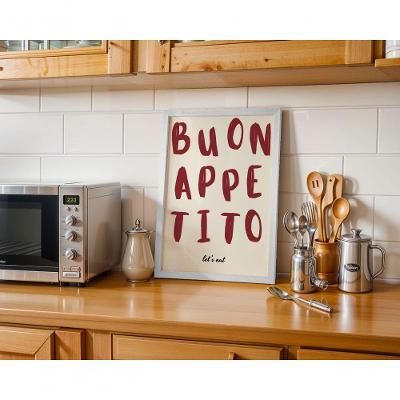 Quadro Decorativo Buon Appetito Retangular 30X40CM em MDF com Vinil sem Vidro Amadeirado Center