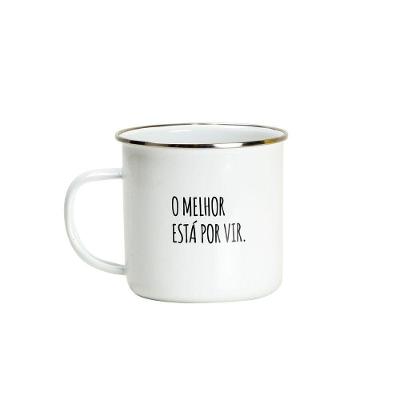 Caneca PI7627Y Adoçadinhos com Frase Positiva Aço Esmalte e Aço Inoxidável Ideal para Café Branco