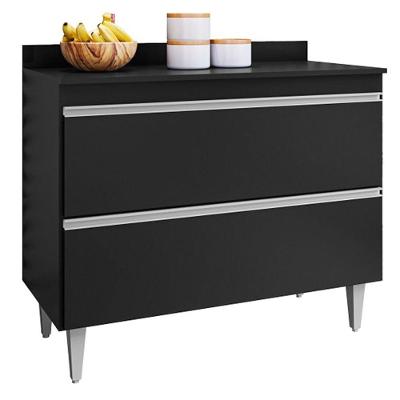 Balcão Multiuso Diamante 2 Portas MDF-MDP 100CM Preto Diamante