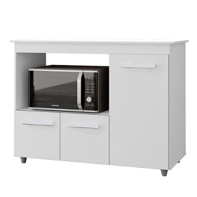 Balcão Multiuso Lina 3 Portas 2 Gavetas MDF-MDP 114CM Branco Moblis Móveis