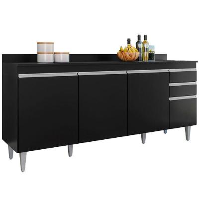 Balcão para Cozinha Thais 3 Portas 2 Gavetas MDF-MDP 180CM Preto Thais Estofados