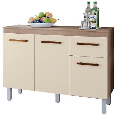 Balcão de Cozinha Vitorina Savana 3 Portas 1 Gaveta MDP 118CM Off White Moblis