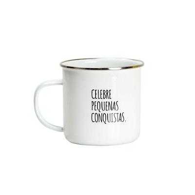 Caneca Adoçadinhos Pequenas Conquistas com Frases Positivas Aço Esmalte e Aço Inoxidável Cozinha