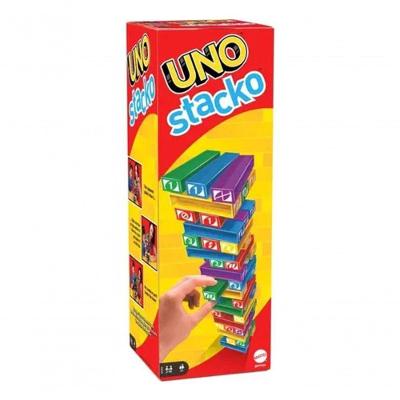 Jogo Uno Stacko 43535 para Familia e Amigos com Torre de Blocos Coloridos Mattel