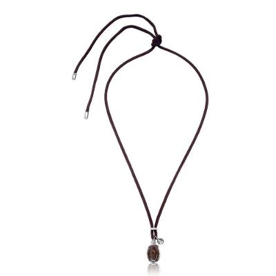 Colar VL Accessoires VLVL 585 em Paracord Café 90CM com Pingente Esmaltado e Medalha Unissex