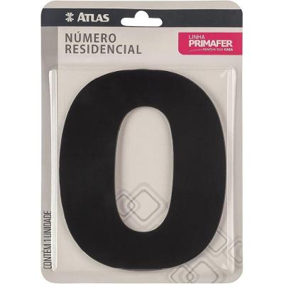 Numero Residencial PR3000-0 de Aluminio com Adesivo Bivolt Preto Atlas Tamanho Unico 1 Unidade