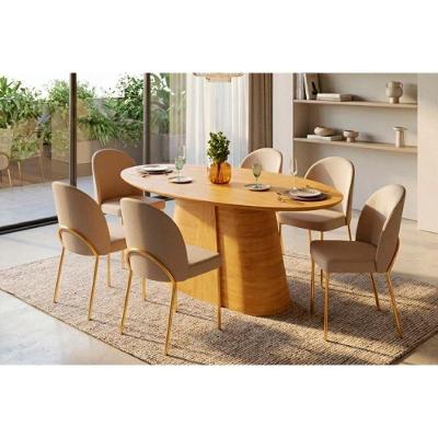 Conjunto de Jantar Ryze 6 Lugares Tampo MDF Café 180CM DJ Móveis